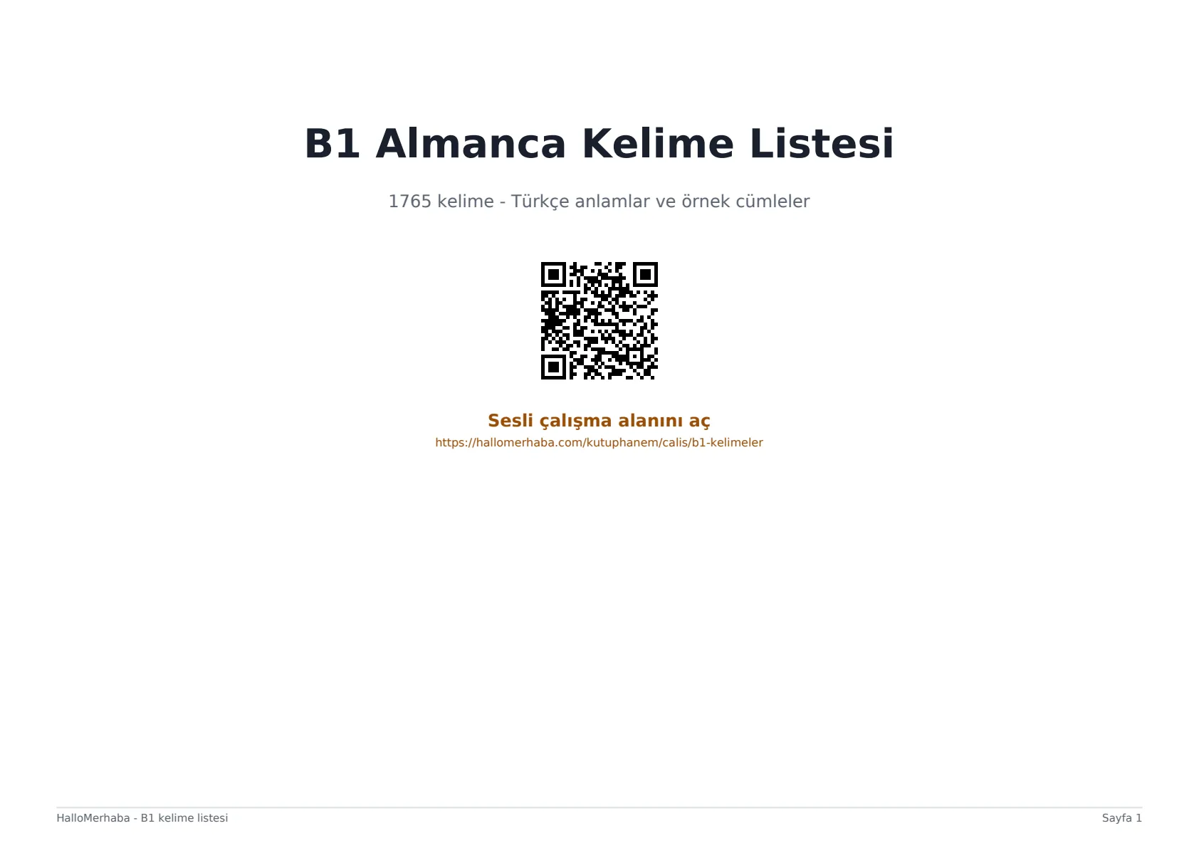 B1 Kelime Listesi PDF ilk sayfası